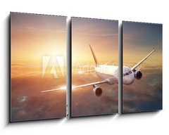 Obraz 3D tdln - 90 x 50 cm F_BS44261036 - Airplane in the sky at sunset - Letadlo na obloze pi zpadu slunce