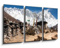 Obraz   buddhist prayer walls or prayer stupas in nepal, 90 x 50 cm