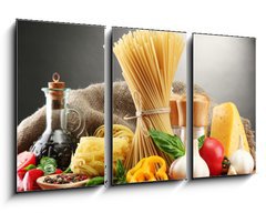 Obraz 3D tdln - 90 x 50 cm F_BS44669251 - Pasta spaghetti, vegetables and spices,