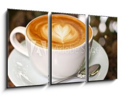 Obraz   Cappuccino or latte coffee with heart shape, 90 x 50 cm