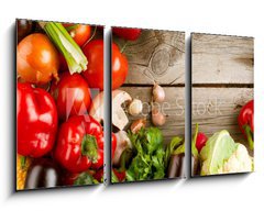 Obraz 3D tdln - 90 x 50 cm F_BS45549352 - Healthy Organic Vegetables on the Wooden Background