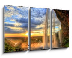 Obraz 3D tdln - 90 x 50 cm F_BS47723012 - Seljalandfoss waterfall at sunset in HDR, Iceland