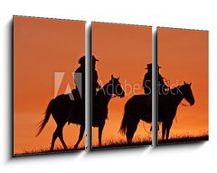 Obraz 3D tdln - 90 x 50 cm F_BS47782535 - Cowboys on Horseback Silhouette at sunset