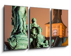 Obraz 3D tdln - 90 x 50 cm F_BS49152475 - Saint Ivo statue and Smetana clock-tower, Prague.