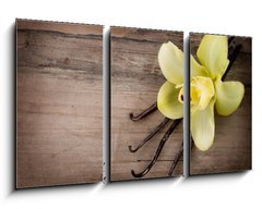 Obraz 3D tdln - 90 x 50 cm F_BS49329668 - Vanilla Pods and Flower over Wooden Background