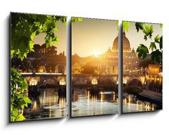 Obraz 3D tdln - 90 x 50 cm F_BS49782926 - view on Tiber and St Peter Basilica in Vatican