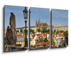 Obraz 3D tdln - 90 x 50 cm F_BS50221241 - Prague, Charles bridge, Vltava river, St. Vitus cathedral - Praha, Karlv most, Vltava, katedrla sv. Vta