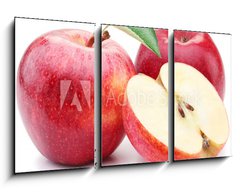 Obraz   Red apple with leaf and slice., 90 x 50 cm