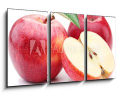 Obraz 3D tdln - 90 x 50 cm F_BS50507014 - Red apple with leaf and slice.