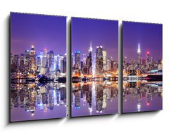 Obraz 3D třídílný - 90 x 50 cm F_BS52706281 - Manhattan Skyline with Reflections