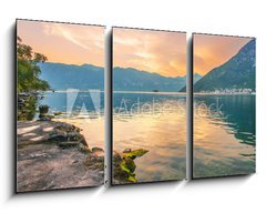 Obraz 3D tdln - 90 x 50 cm F_BS53739902 - Sunset on the sea with the  foggy mountains