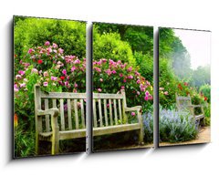 Obraz   Art bench and flowers in the morning in an English park, 90 x 50 cm