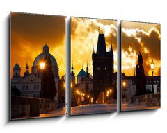 Obraz 3D tdln - 90 x 50 cm F_BS54931767 - sunrise over Prague - look from Charles (Karluv) bridge