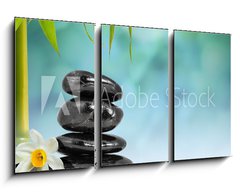 Obraz 3D tdln - 90 x 50 cm F_BS55037906 - Stones and Bamboo on the water with narcissus flower