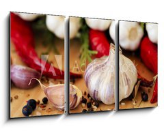 Obraz 3D tdln - 90 x 50 cm F_BS55800520 - Garlic and spices - esnek a koen