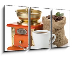 Obraz 3D tdln - 90 x 50 cm F_BS55881191 - cup of coffee and beans on white