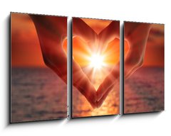 Obraz 3D tdln - 90 x 50 cm F_BS56533400 - sunset in heart hands - zpad slunce v rukou srdce