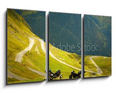 Obraz   Landscape with mountain road and two motorbikes, 90 x 50 cm