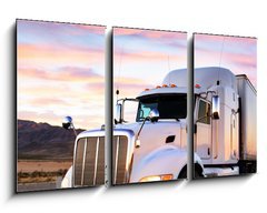 Obraz 3D tdln - 90 x 50 cm F_BS58453165 - Truck and highway at sunset - transportation background