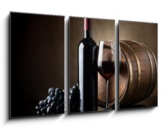 Obraz 3D tdln - 90 x 50 cm F_BS58889785 - Red wine and wooden barrel