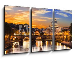 Obraz 3D tdln - 90 x 50 cm F_BS60069583 - Sunset view of Basilica St Peter and river Tiber in Rome. Italy