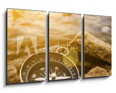 Obraz 3D tdln - 90 x 50 cm F_BS60262537 - compass on the shore at sunrise