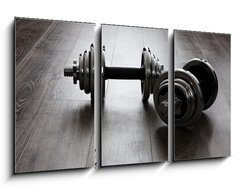 Obraz 3D tdln - 90 x 50 cm F_BS60282461 - dumbells on wooden floor - inky na devn podlaze