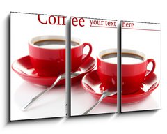 Obraz 3D tdln - 90 x 50 cm F_BS61102564 - Red cups of strong coffee isolated on white