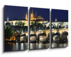 Obraz 3D tdln - 90 x 50 cm F_BS61900085 - Vltava river, Charles Bridge and St. Vitus Cathedral at night - eky Vltavy, Karlova mostu a katedrly sv. Vta v noci