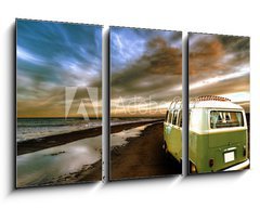 Obraz 3D tdln - 90 x 50 cm F_BS62362861 - Strandbild mit Bulli 1