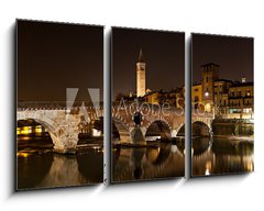 Obraz 3D tdln - 90 x 50 cm F_BS62797255 - Verona, il Ponte Pietra di notte