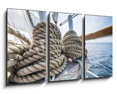 Obraz   Wooden pulley and ropes on old yacht., 90 x 50 cm