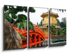 Obraz 3D tdln - 90 x 50 cm F_BS63996525 - The Golden pavilion and red bridge in Nan Lian Garden, Hong Kong - Zlat pavilon a erven most v Nan Lian Garden, Hong Kong