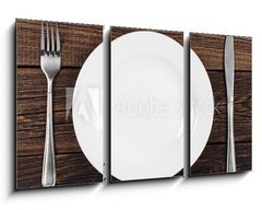 Obraz   Empty plate, fork and knife, 90 x 50 cm