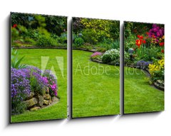Obraz 3D tdln - 90 x 50 cm F_BS64923013 - Gartenansicht mit Rasen und Bepflanzung