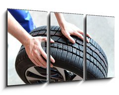 Obraz 3D tdln - 90 x 50 cm F_BS66921054 - Reifenwechsel in einer KFZ Werkstatt // Tire change by mechanic