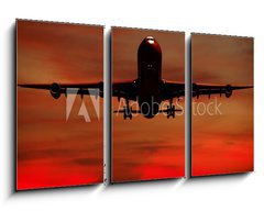 Obraz   Air travel  Silhouett of plane and sunset, 90 x 50 cm