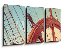 Obraz 3D tdln - 90 x 50 cm F_BS68023359 - Steering wheel of old sailing vessel