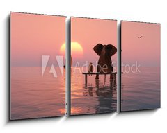 Obraz 3D tdln - 90 x 50 cm F_BS68223581 - elephant and dog sitting in the middle of the sea