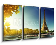 Obraz 3D tdln - 90 x 50 cm F_BS68288311 - Seine in Paris with Eiffel tower in autumn season