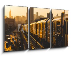 Obraz   Subway Train in New York at Sunset, 90 x 50 cm