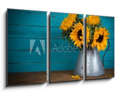 Obraz   sunflower in metal vase, 90 x 50 cm