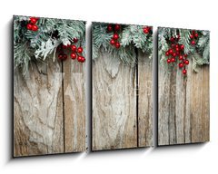 Obraz   Christmas fir tree on wooden background, 90 x 50 cm