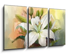 Obraz 3D tdln - 90 x 50 cm F_BS71266838 - White lily flower.Flower oil painting