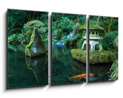 Obraz 3D tdln - 90 x 50 cm F_BS72382315 - A Lantern and Waterfall in the Portland Japanese Garden