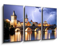 Obraz 3D tdln - 90 x 50 cm F_BS72517073 - Prague bridge at storm