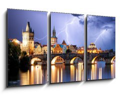 Obraz 3D tdln - 90 x 50 cm F_BS72517073 - Prague bridge at storm