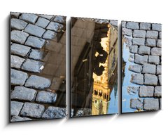 Obraz 3D tdln - 90 x 50 cm F_BS73939709 - Astronomical clock in Prague in puddle