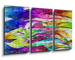Obraz 3D tdln - 90 x 50 cm F_BS76004024 - abstract colorful painting over brick wall - abstraktn barevn obraz pes cihlovou ze