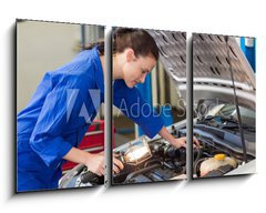 Obraz 3D tdln - 90 x 50 cm F_BS76966308 - Mechanic examining under hood of car with torch